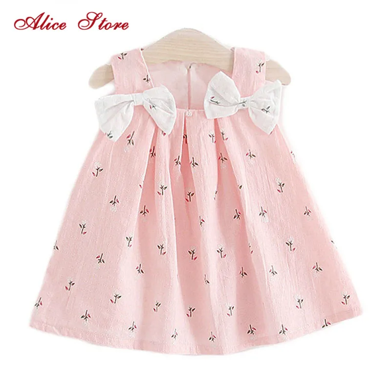 Детская летняя одежда Alice платье жилет с принтом и бантом на бретельках для