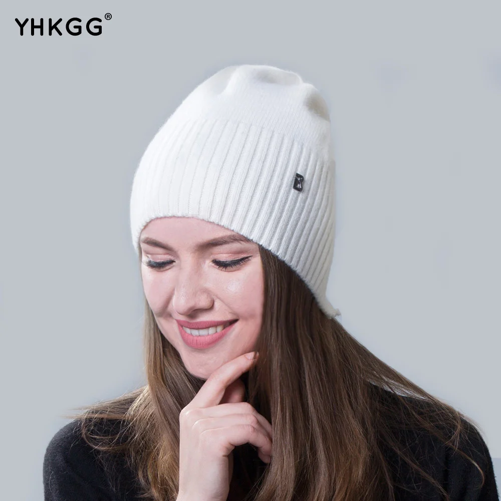 YHKGG 2018 Женщины Осень Зима Шляпы Упругие Трикотажное Шерсть Хлопок Gorro Твердые