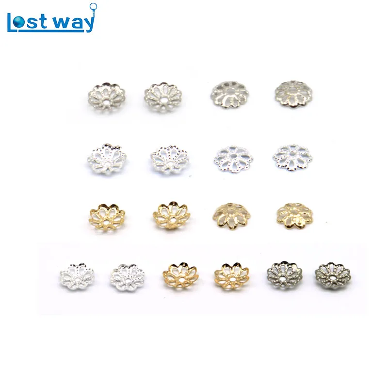6mm Wholesale Silver Bead Cups Gold Plated Flower petal End Spacer Beads Caps Charms For Jewelry Making Drop Shipping 1000pcs | Украшения и