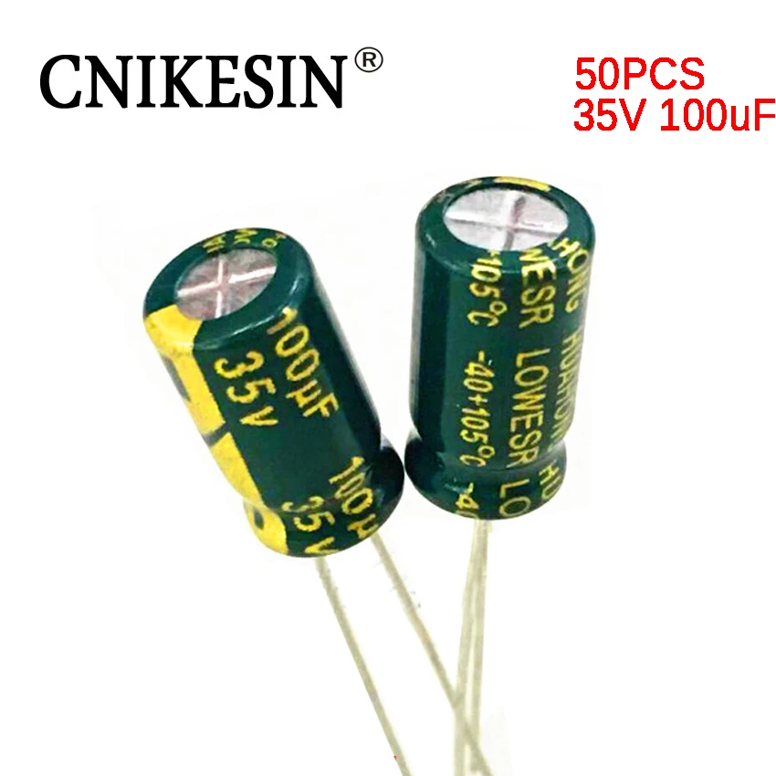 CNIKESIN 50PCS 35V100UF высокое низкочастотное сопротивление долгий срок службы штекер