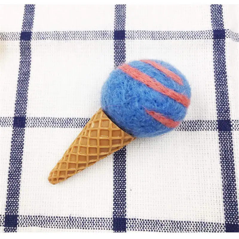 

1PC 3.5cm Dia. Ice Cream Lollipop Wool Felt Craft Poke DIY Kits Multiuse Christmas Tree Deco Brooch Children Hair Band 9Colors