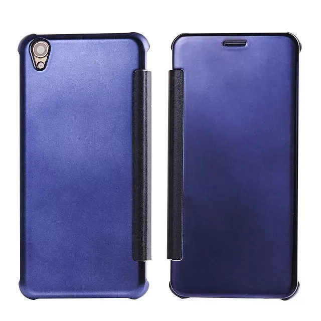 Роскошь чистой окно просмотра зеркало smart pc case для oppo r9 plus случаях кожа соединения