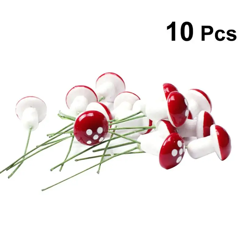 10pcs 10/20 штук Мини пенный гриб для сада орнамент цветочные горшки карликовые деревья, Декорации для микро ландшафтного дизайна(красный - Цвет: 10pcs