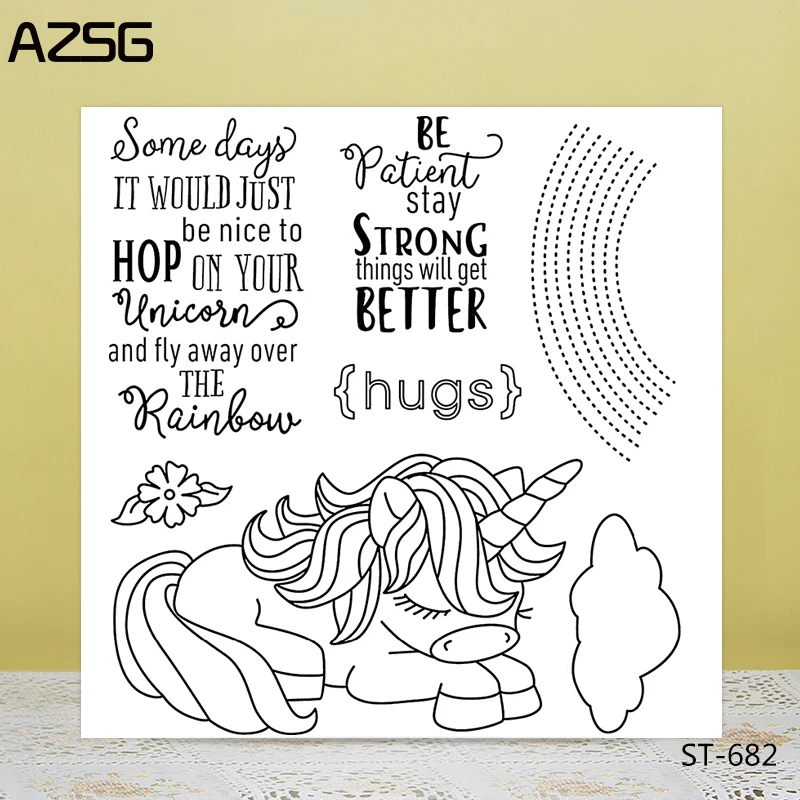 AZSG спящий Единорог силиконовые прозрачные штампы/печать для DIY скрапбукинга