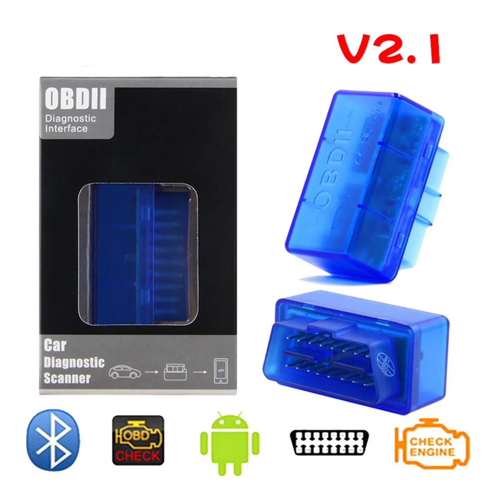 Мини elm327 Мультибренды Bluetooth OBD2 V2.1 OBD 2 Автомобильный диагностический инструмент