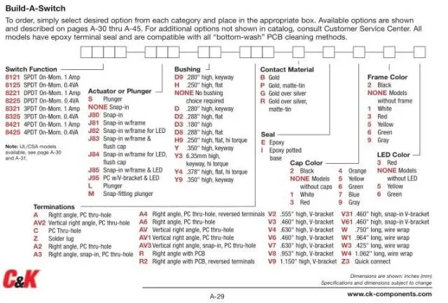 

8125 import button switch reset button switch 0.4VA MAX original tripod