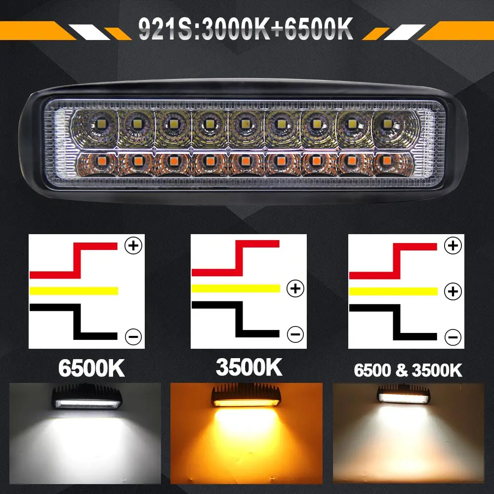 BraveWay 12V LED Work Light Bar DRL Daytime Running Dual Color Fog Lamp Headlights for UTV ATV Truck OffRoad | Автомобили и
