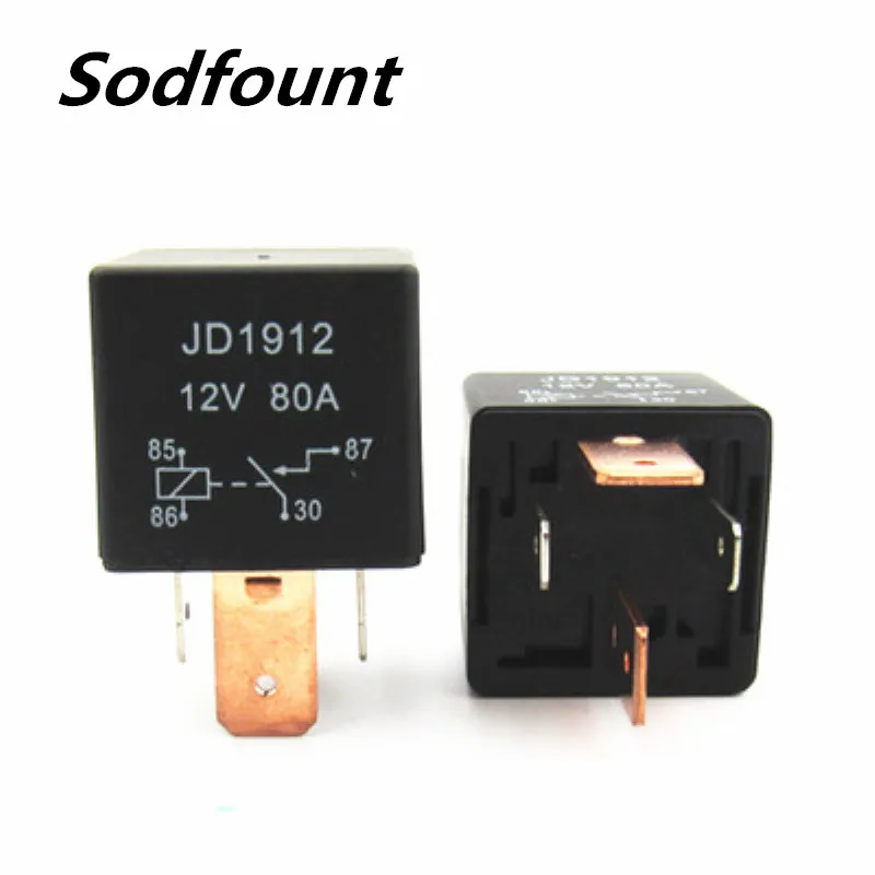 10pcs Car relay 4 feet JD1912 12V 80A start / light / fan / air conditioner