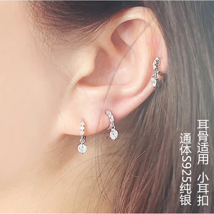 Новые серьги из серебра 925 пробы в форме капель, серьги с застежкой, маленький внутренний диаметр 5,5 мм