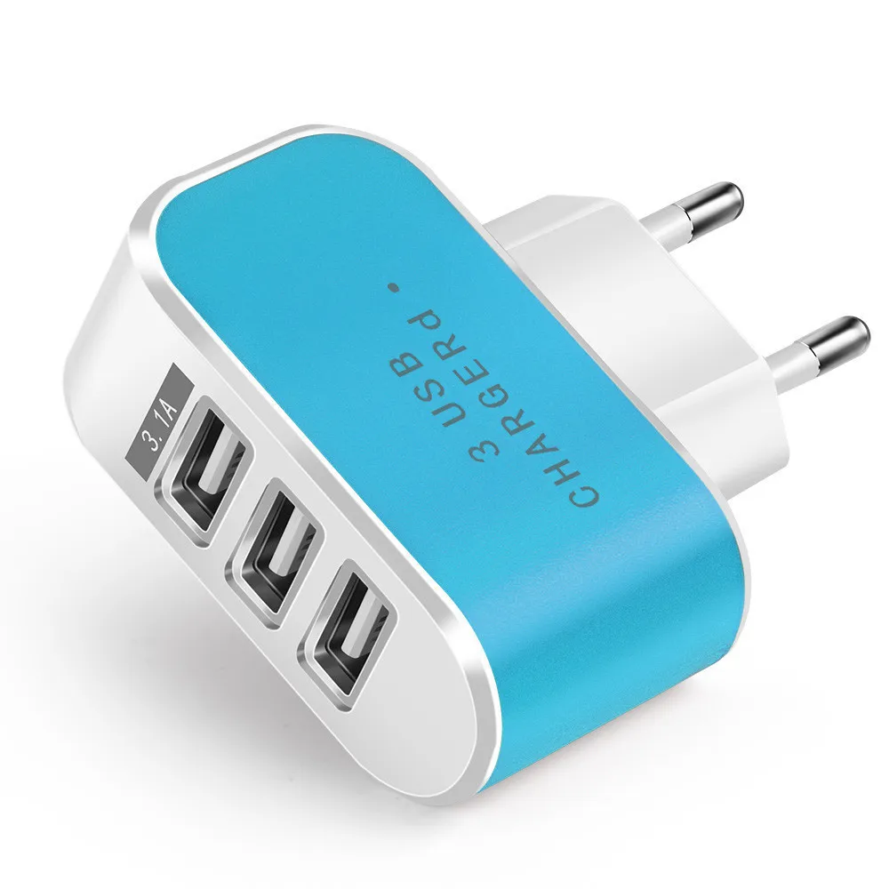 Luminous 3 Ports Europe EU US USA USB Charger 5V/3.1A Travel Wall Plug Power Adapter Outlet Socket For IPhone Samsung Huawei | Мобильные