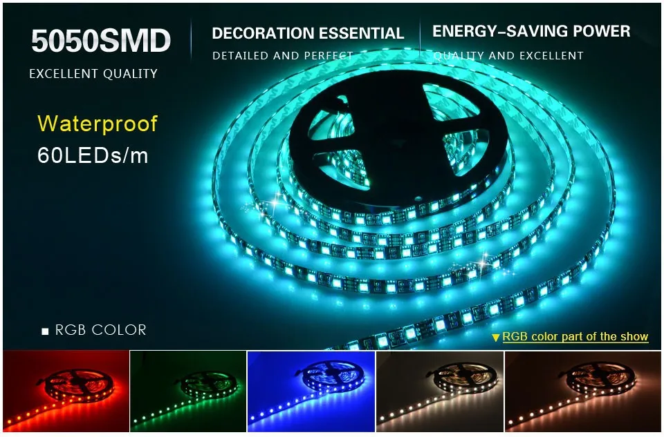 5 м черная печатная плата 5050 RGB Светодиодная лента 12 в 300 светодиодов Гибкая полоса струна водонепроницаемая светодиодная лента лампа домашний декоративный свет