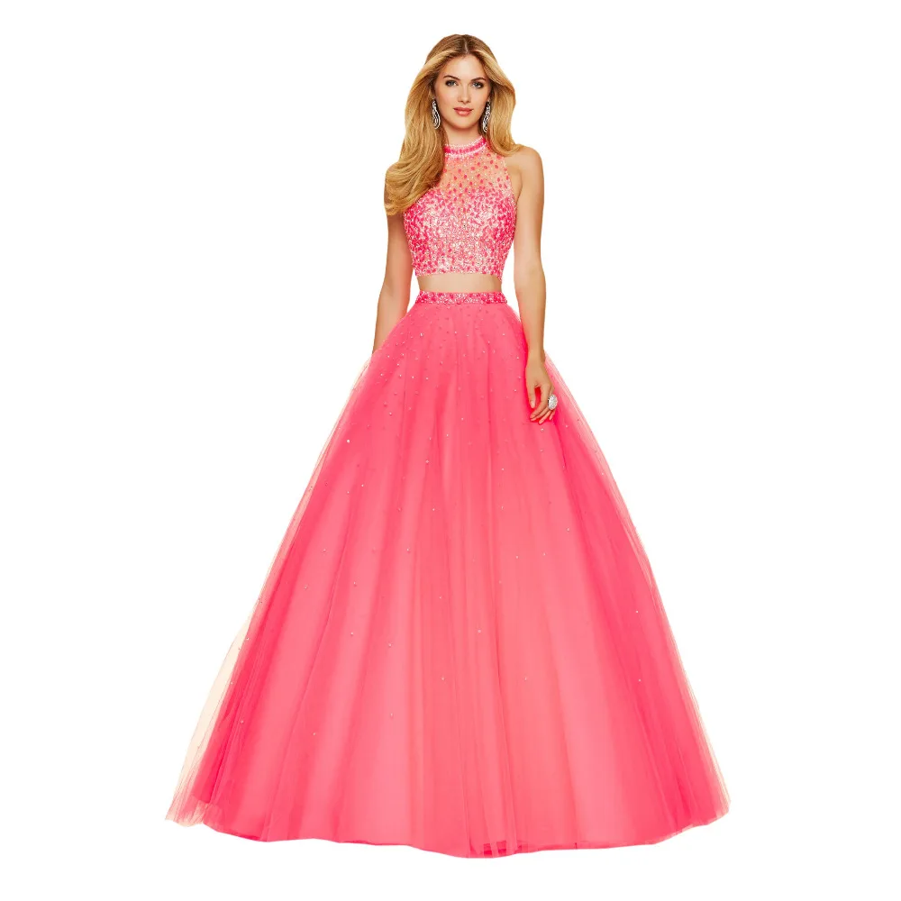 Кристаллы белого двух частей дешевые пром dress длинные полые назад a line тюль