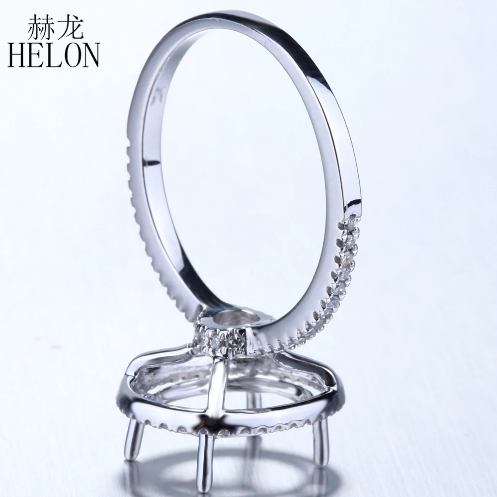 HELON Solid 14 К белого золота 11x9 мм овальной огранки полу горе натуральный бриллиантами Обручение обручальное кольцо Fine ювелирные изделия Для женщин кольцо с бриллиантом
