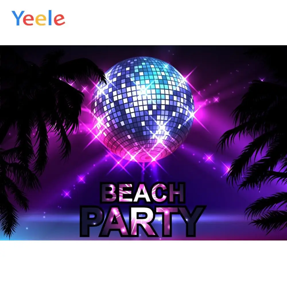 Yeele Summer Glitters Tropical Scene Beach Party Coconut Tree Night Starlight Starry Photographic Backdrops for Photo Studio | Электроника