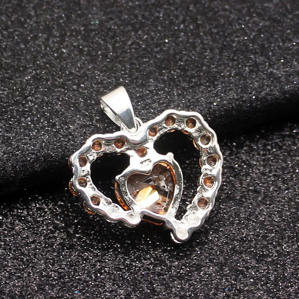 Heart Shape Shiny Natural Morganite925 Sterling Silver Color Charms Women Pendant Chain Necklace 20 Inch | Украшения и аксессуары