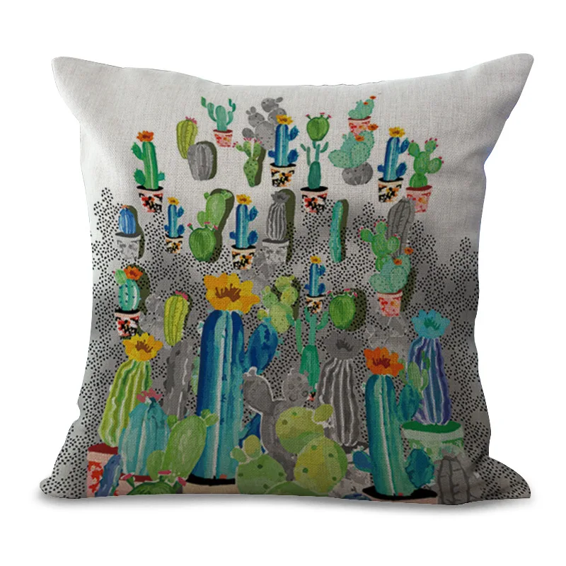 Креативная Подушка с изображением кактуса чехол из хлопка и льна наволочка для