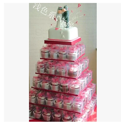 

Exquisite clear acrylic cake tower/` 6 Tier square Beautiful Acrylic Cupcake Stand Party / Wedding Festival Supplies decoration