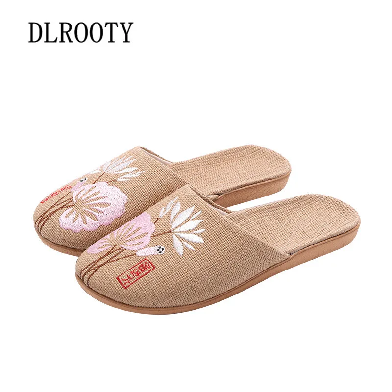

Women Slippers Sandals Flip Flops Summer Fashion Embroider Breathable Non-slip Shoes Woman Hemp Slides Solid Lady Casual Female