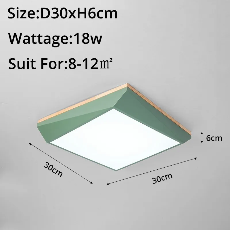 green 30x6cm 18W Современные светодиодные потолочные лампы для гостиной спальни 95-265 в Внутреннее освещение потолочный светильник с дистанционным управлением - Цвет корпуса: green 30x6cm 18W