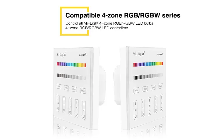 Milight AC 180-240 V 220 V T1 T2 T3 T4 4-Zone 2,4 GHz беспроводная сенсорная смарт-панель контроллер RGBW RGB+ CCT Яркость затемнения