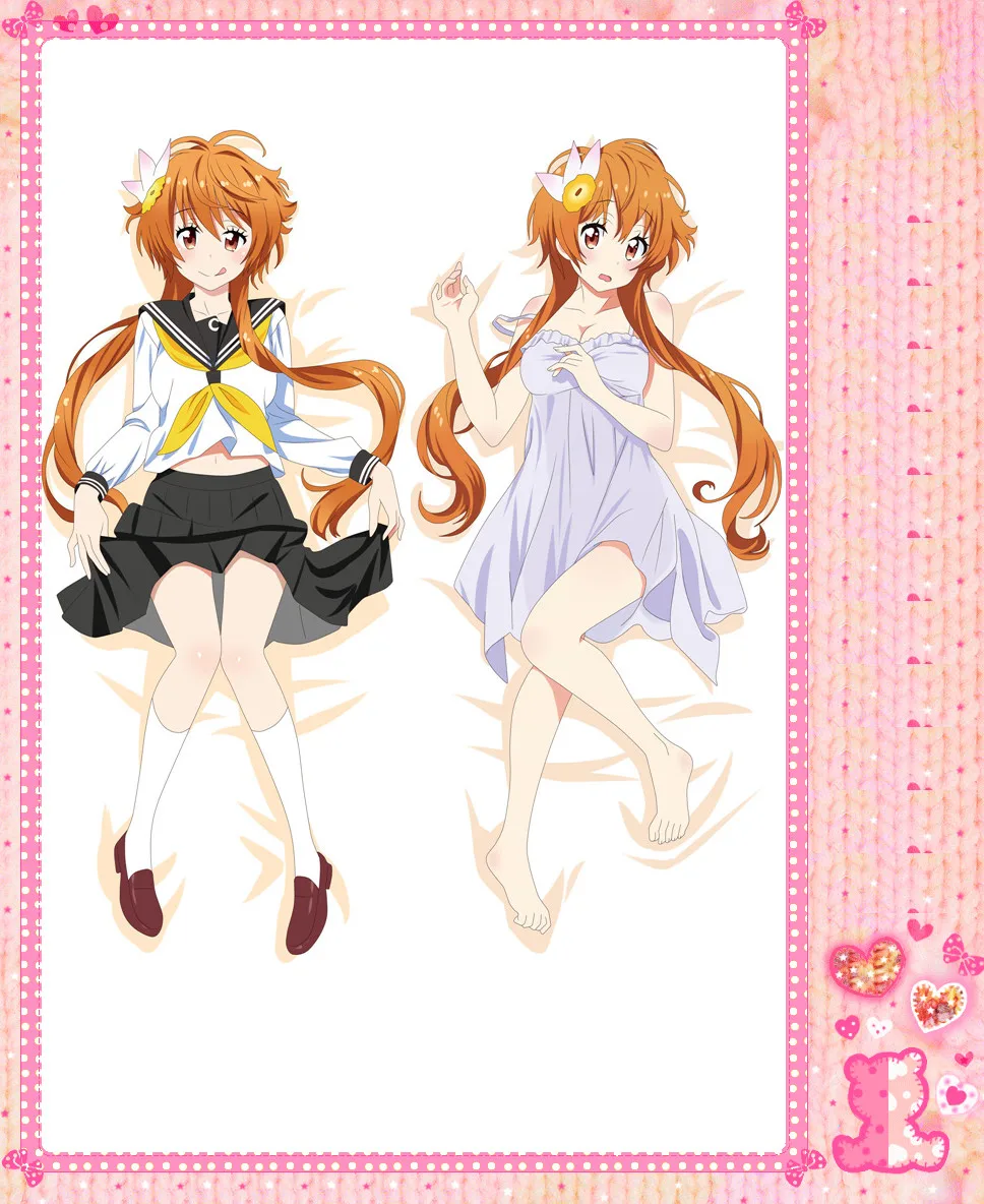 

Anime Cartoon Nisekoi Double-Sided Bolster Hugging Pillow Case Cover Pillowcase Peach Skin 2 Way / WT No.54028