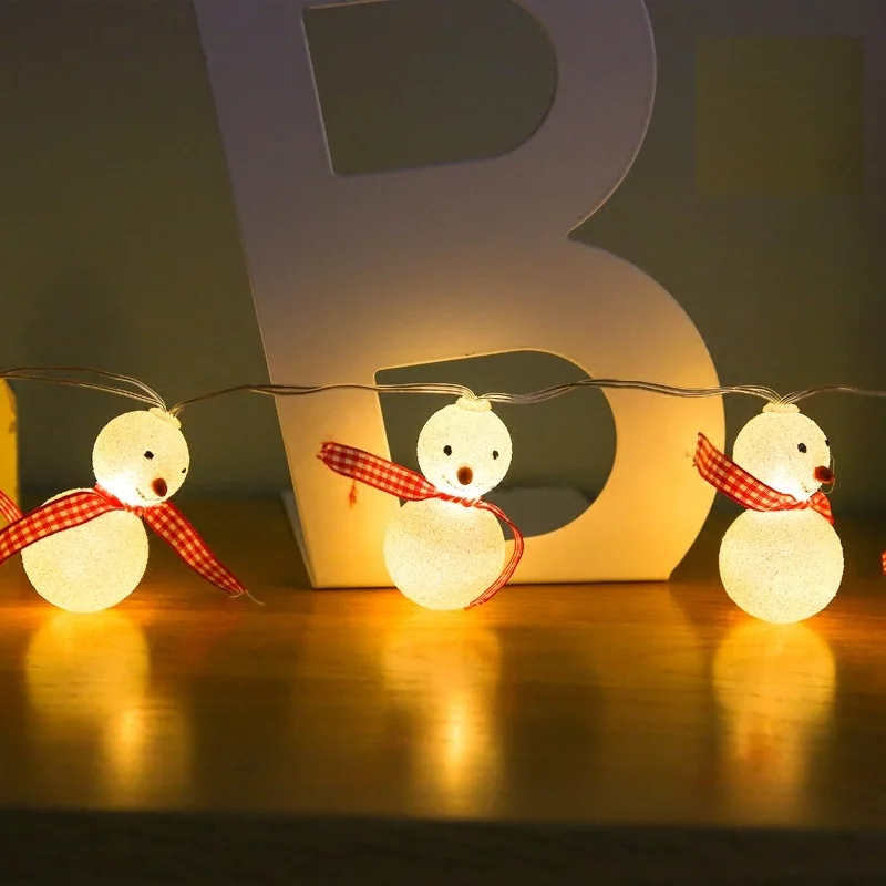 20 светодиодная батарея Снеговик светодиодный гирлянда для рождественской