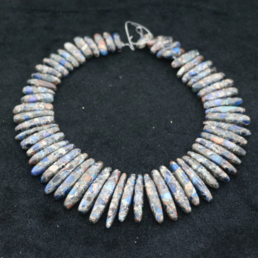 Новый красивый синий камень ожерелье точка Кулон Бусы Топ просверленные женские