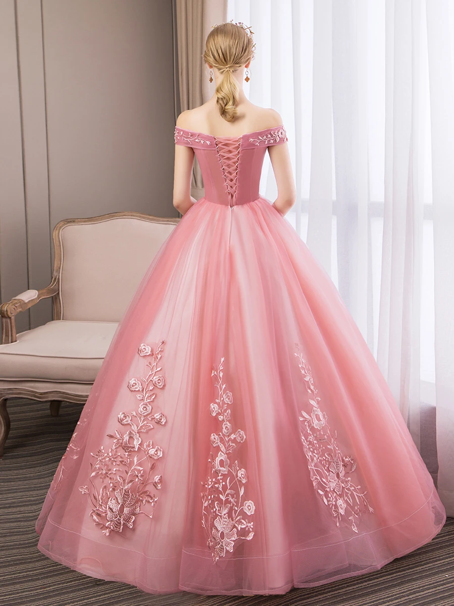 SSYFashion новые бальные платья Сладкие розовые кружевные цветы Бисероплетение Длина до пола бальное платье Формальное вечернее платье Robe De Soiree