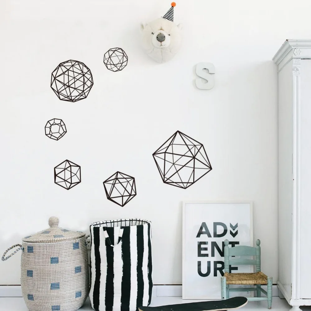 Европейская Геометрическая 3d стерео Настенная Наклейка s украшение для гостиной