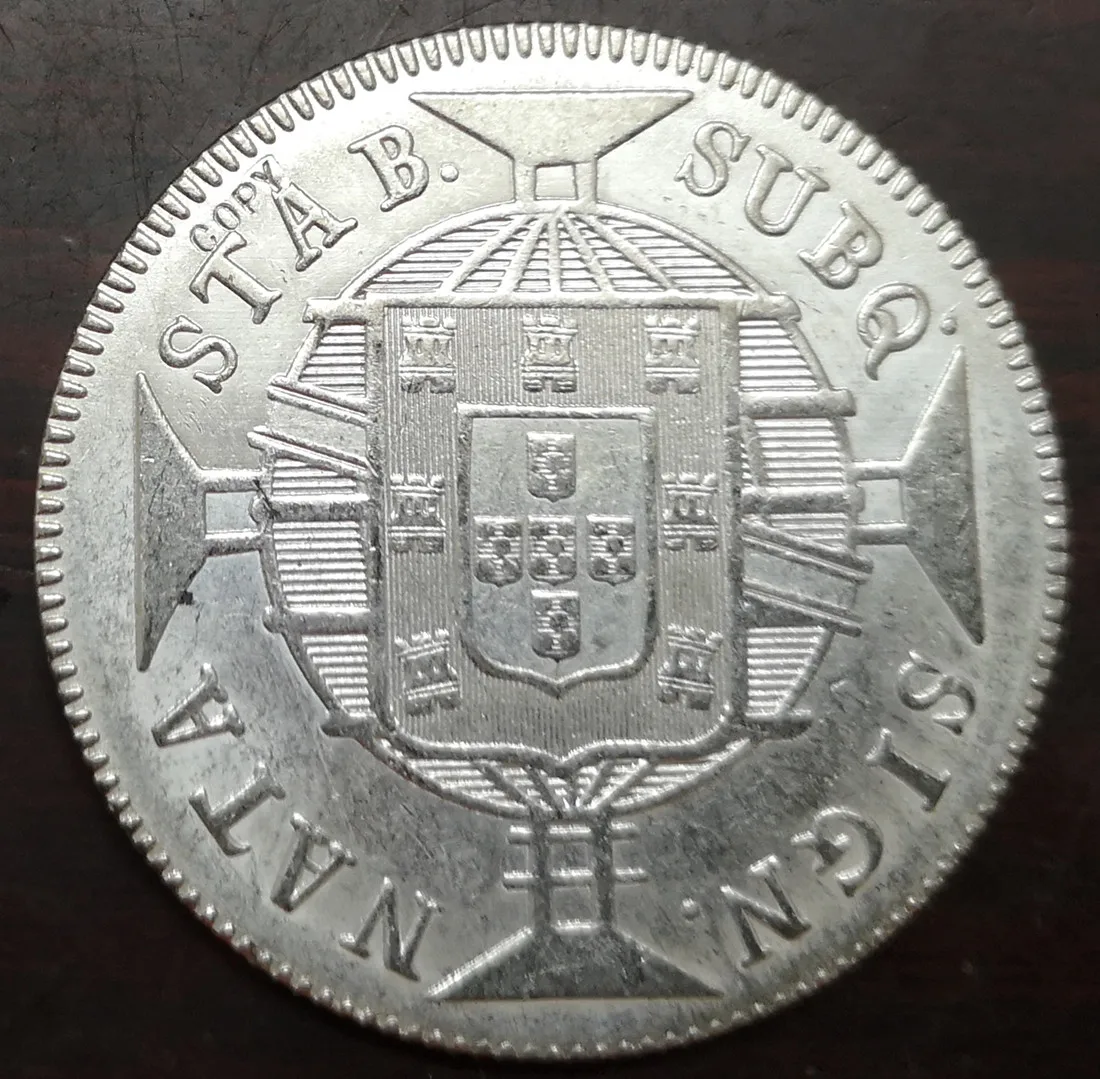 1821-R Бразилия 960 Reis-Joao VI Посеребренная копия монеты 40 мм | Дом и сад