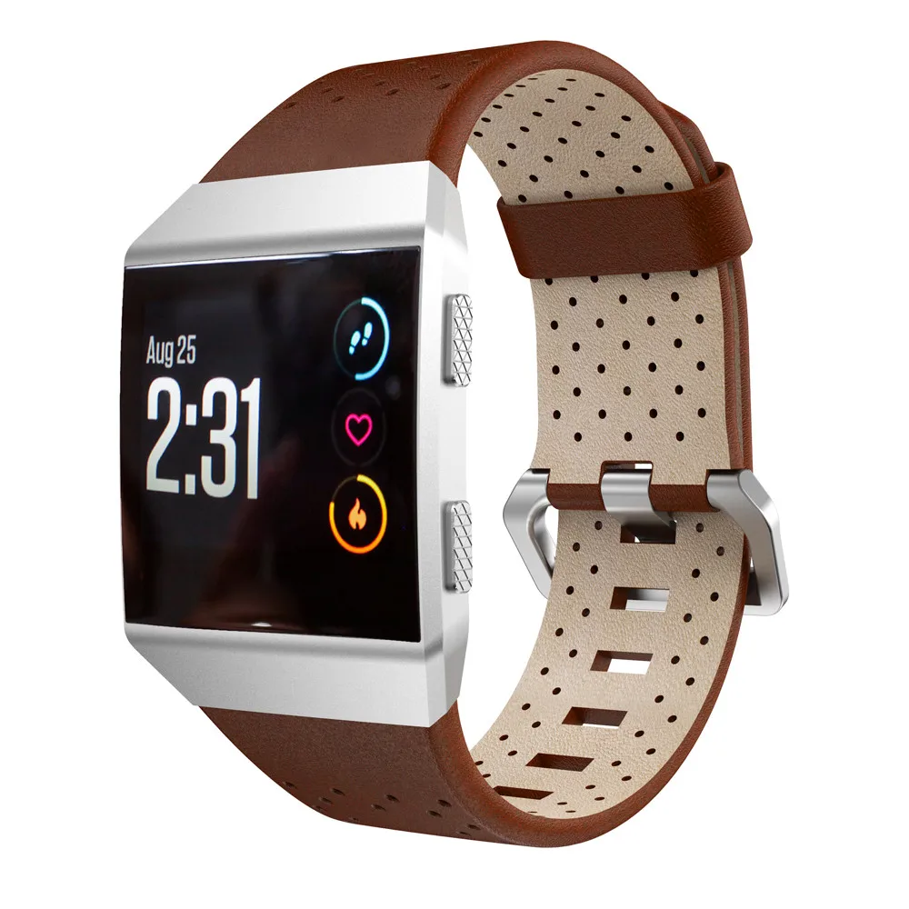 Brown Для Fitbit ионные перфорированные кожаные аксессуары браслет быстросъемный ремешок для наручных часов модный мужской браслет - Цвет: Brown