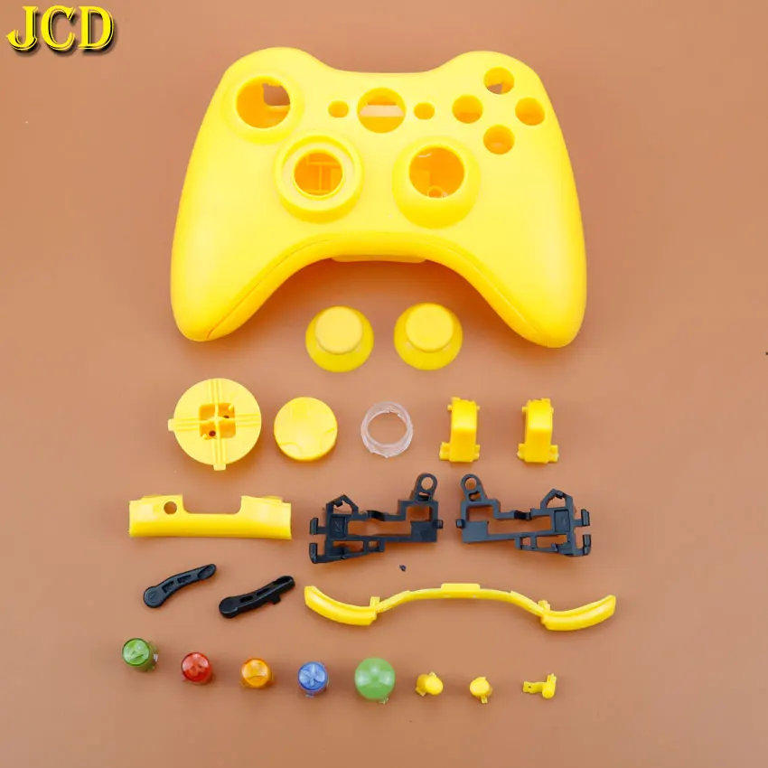 JCD для Xbox 360 беспроводной игровой контроллер жесткий чехол Защитный чехол для геймпада полный набор с кнопками аналоговые палочки бамперы - Цвет: Цвет: желтый
