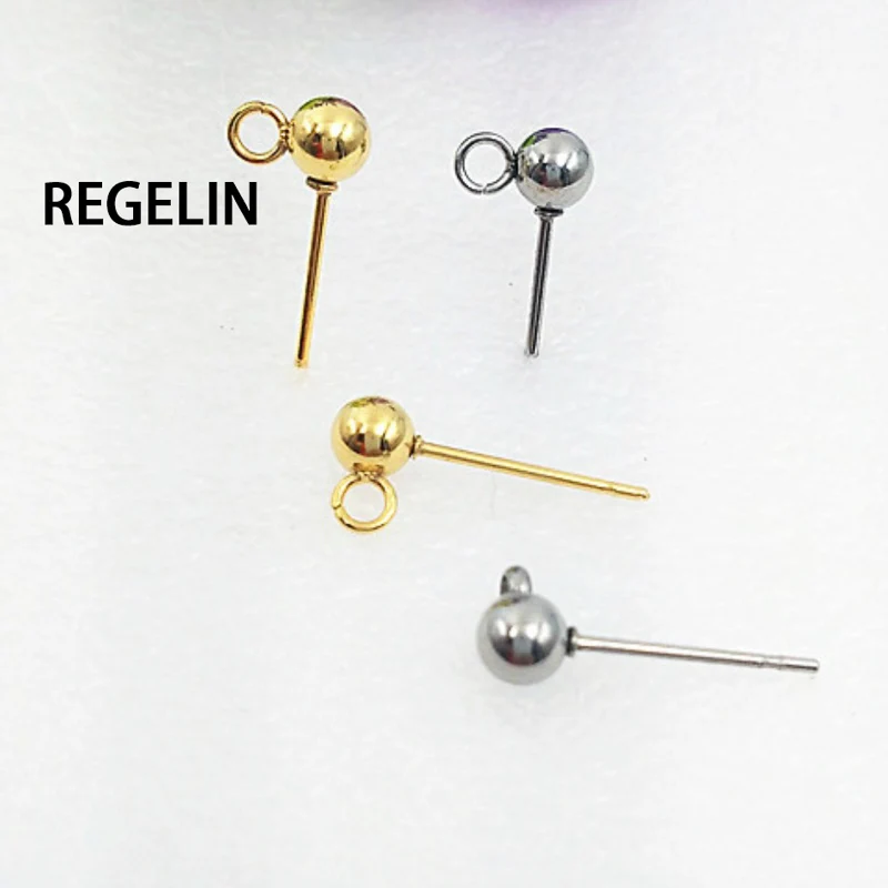 Серьги гвоздики REGELIN из нержавеющей стали 3/4/5/6/8 мм шарики серьги ювелирные