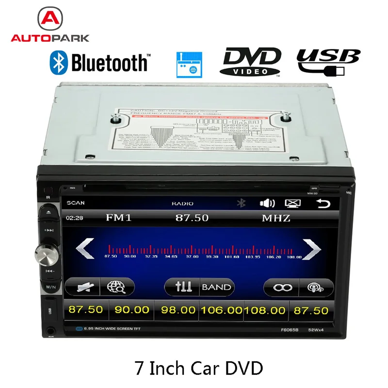 7 дюймовый автомобильный радиоплеер HD сенсорный экран + BT DVD/FM USB порт/Слот для TF