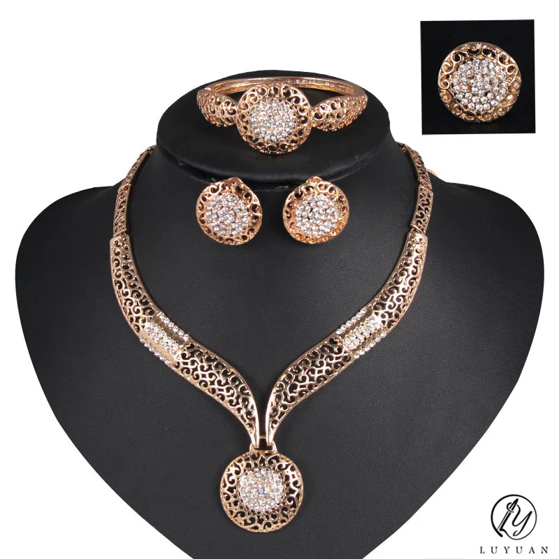 Круглый заявление сплав ожерелье браслет 4 шт. комплекты ювелирных изделий