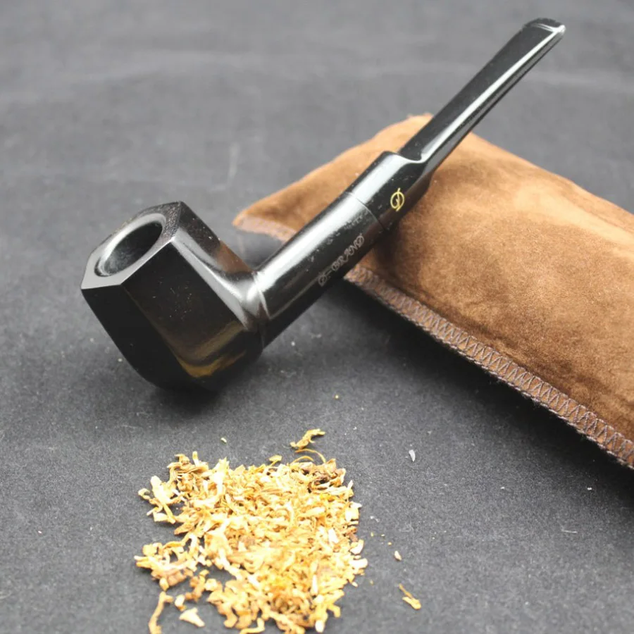 

16 Tools Handmade Ebony Wood Smoke Tobacco Smoking Pipe Straight Type Wooden Pipe + Pouch + Holder + 10pcs 9mm Pipe Filters D537