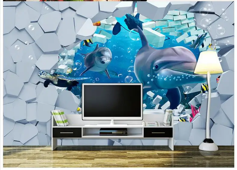 3D настенные фрески обои на заказ подводный мир Трехмерная живопись фоновая стена