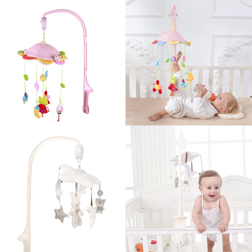 Baby Bed Bell Animal Musical Crib Mobile Hanging Rattles Kid Early Education Toys Rotating Plush Dolls Bracket Wind Music | Игрушки и