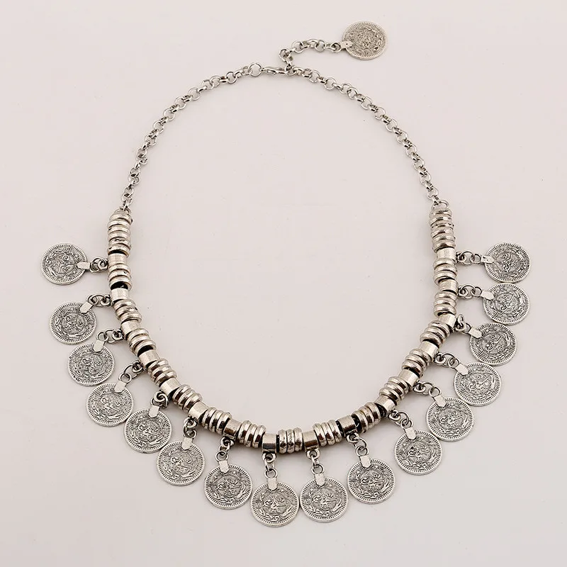 Женское колье чокер с кисточкой и монеткой в этническом стиле|jewelry charm necklace|jewelry