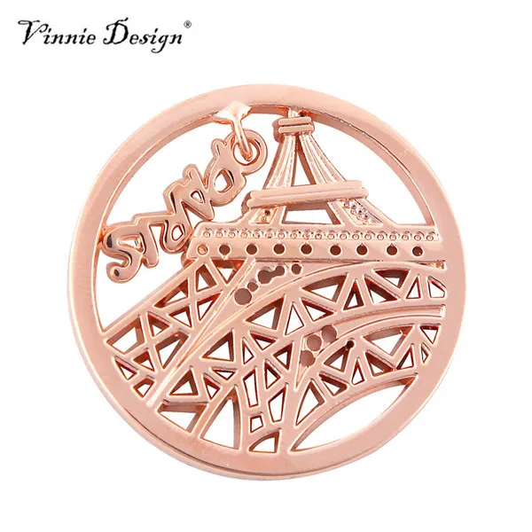 Vinnie Дизайн Ювелирные изделия 33 мм Эйфелева башня Париж Франция висячая монета