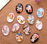 131818253040mm lovely children pattern ellipse handmade photo glass cabochons glass dome cover pendant cameo settings