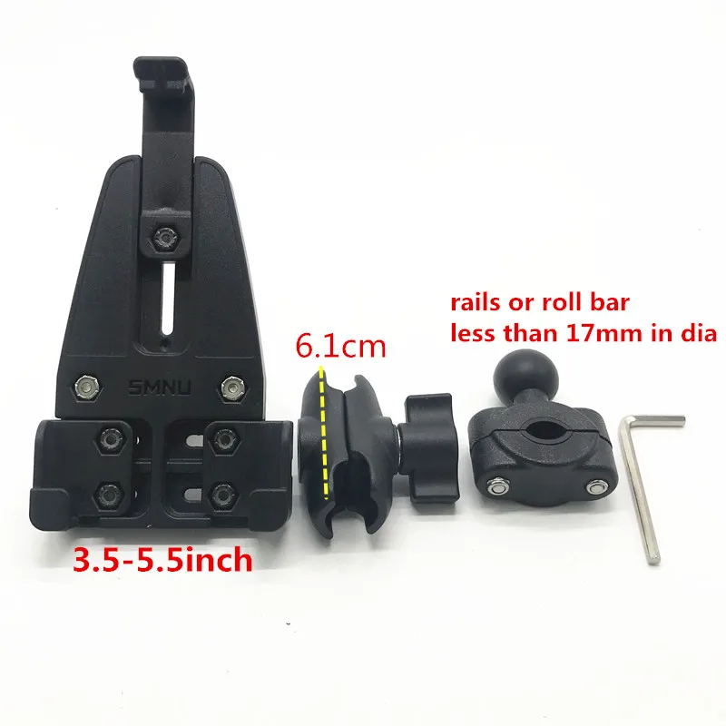 3in1 6.1cm Подходит 10-17 мм зажим для Руля Мотоцикла база для рейки крепление+ двойная розетка+ держатель для сотового телефона для смартфона для Крепления ram - Цвет: 3in1 6.1cm