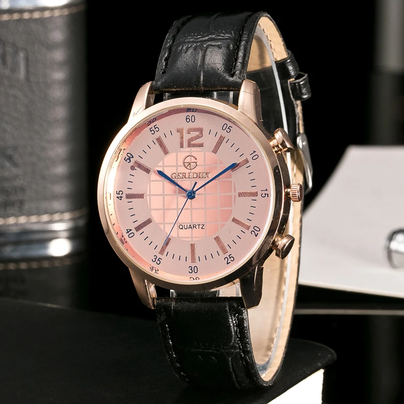 Часы мужские модные кварцевые в полоску с кожаным ремешком | Наручные часы