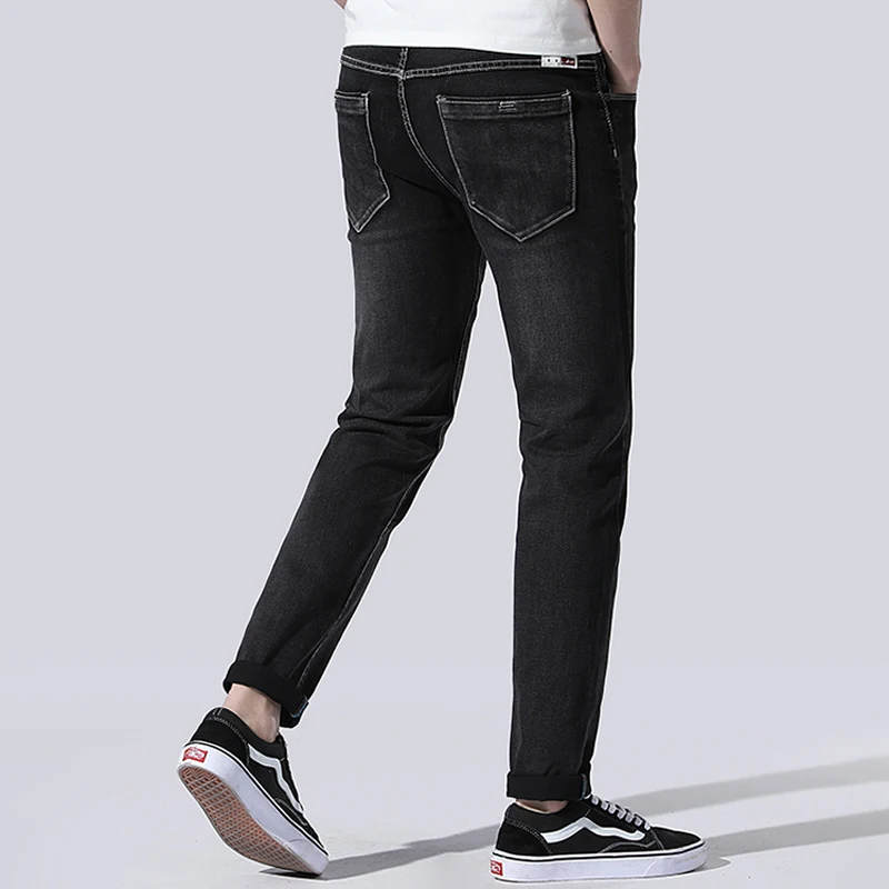 Новые мужские джинсы 2019 черный Для мужчин s Узкие классические Slim Fit эластичный