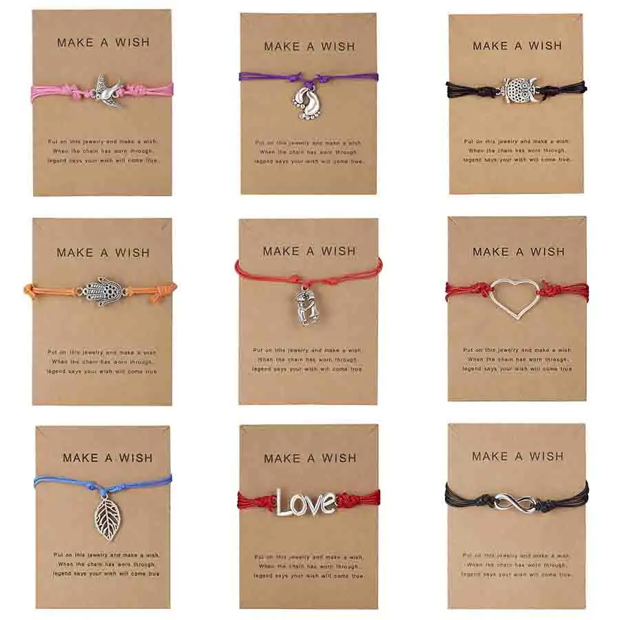 

Lucky Multicolor rope Wish Bracelets silver color bee Foot Infinity Love Weave Adjustable Bracelet Jewelry Gift for Children