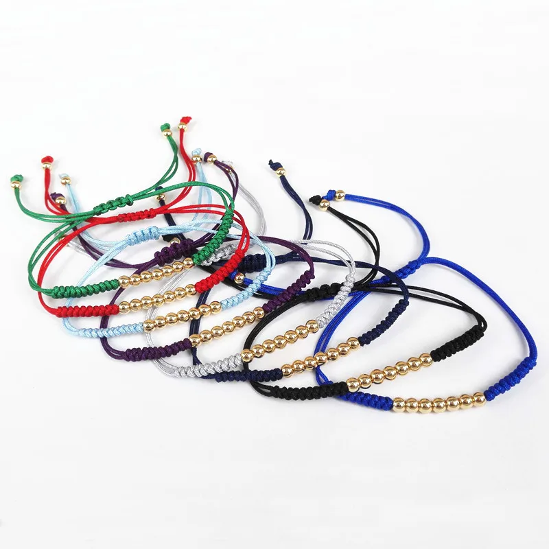 

2017 Colorful Summer Design Wholesale Top Quality Braided Bracelets,Gold Color Round Bead Handmade Macrame Bracelet,Gift