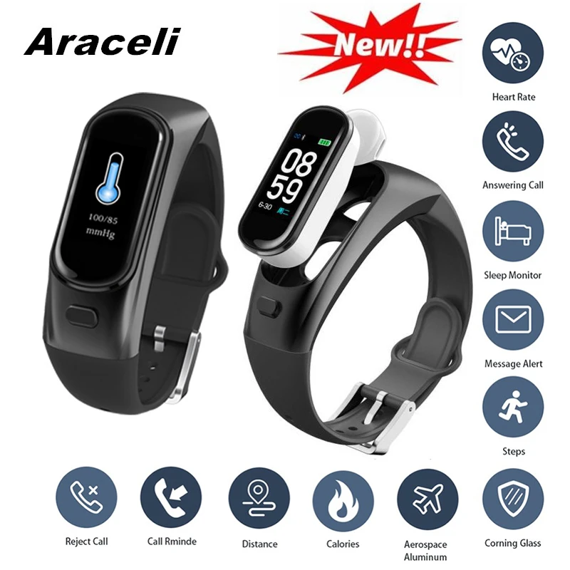 2019 Bluetooth беспроводные звонки наушники Smartband сердечного ритма кровяное давление