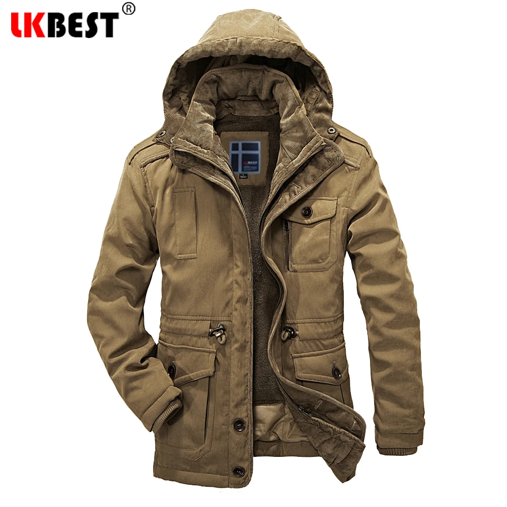 

LKBEST Large Size L-4XL Thicken Men Parkas 2 Pieces High quality Cotton Winter Coat men Hooded Outwear Windproof men Jacket