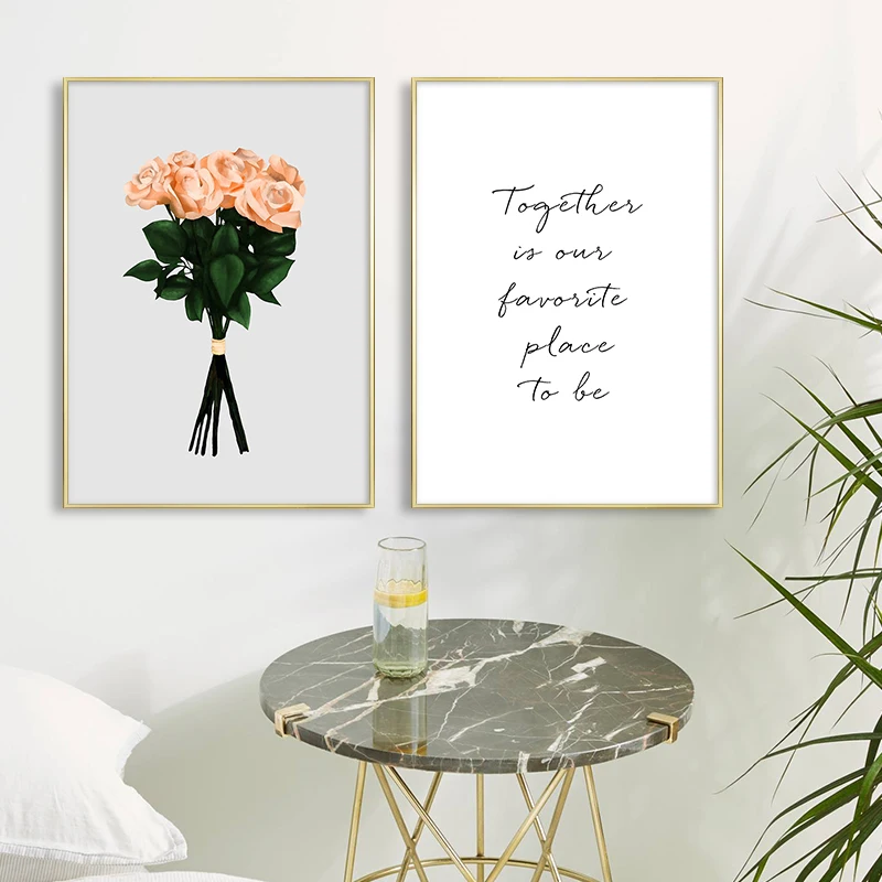 Nordic Стиль Печать на холсте цветы розы картина стену полотно плакаты с живописью и