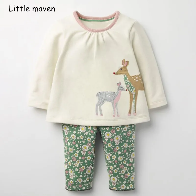Комплекты детской одежды Little maven брендовая хлопковая футболка с длинными